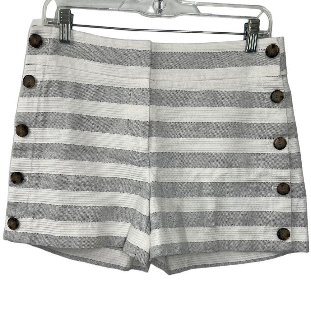 LOFT ANN TAYLOR Striped Button Accent Shorts SZ 2